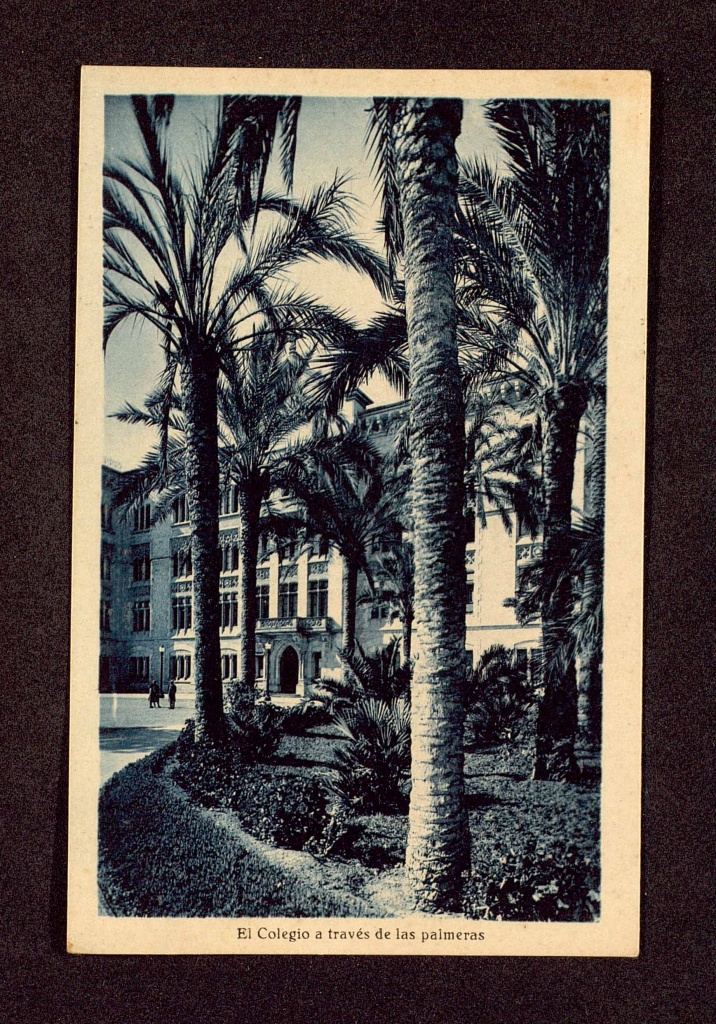 Bonanova School, the school through palm trees, 1934.