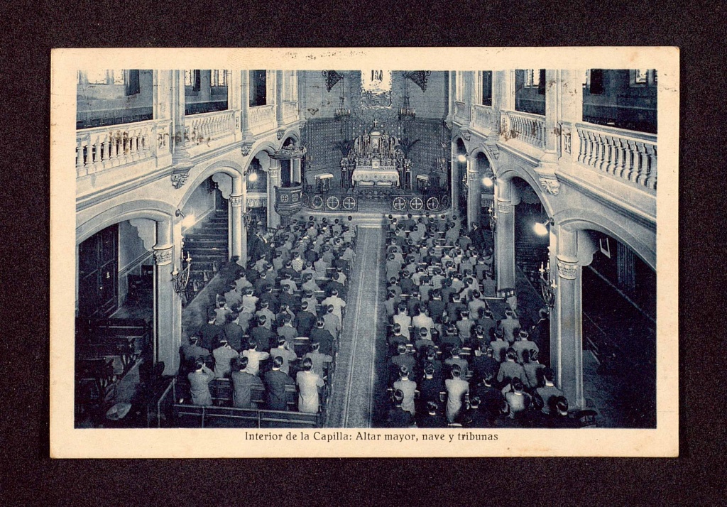 Bonanova School, chapel: main altar, nave and tribunes, 1933.