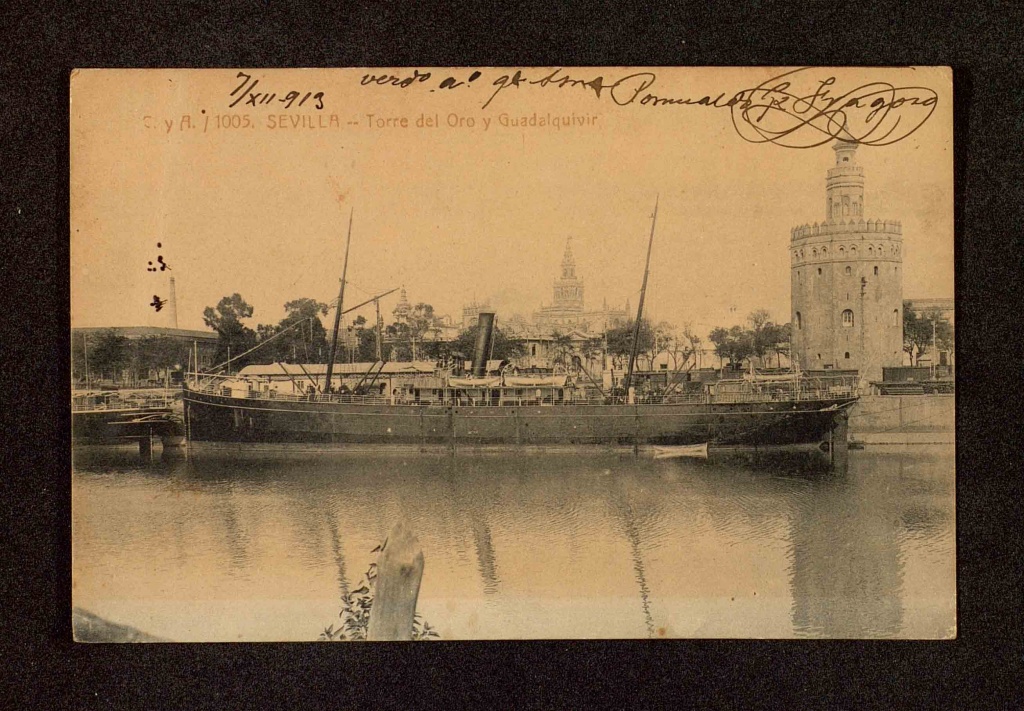 Sevilla, Torre del Oro y Guadalquivir, 1913.