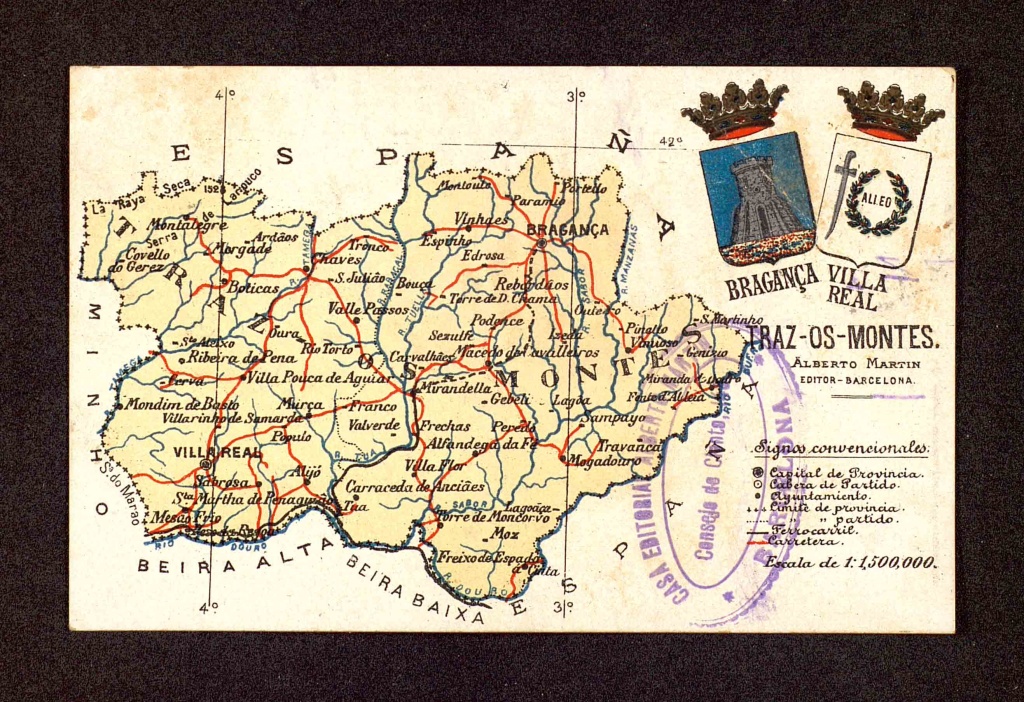 Portugal, Mapa de Braganza, 1919.