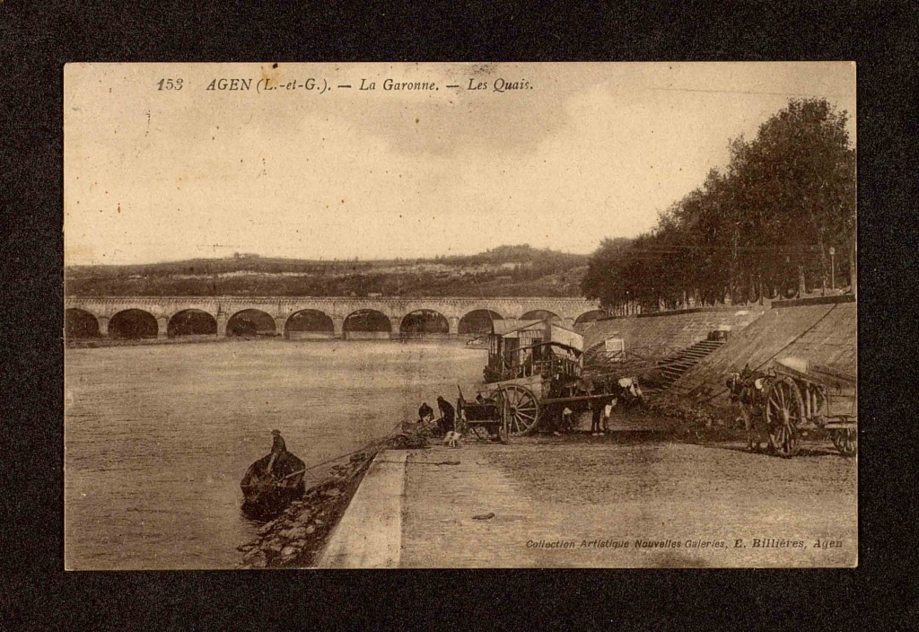 Agen, el Garona, los muelles, 1914.