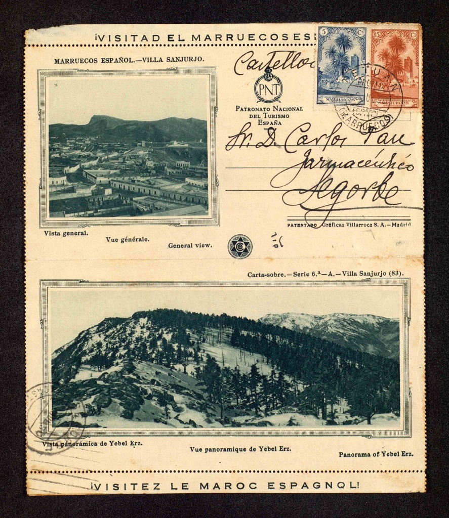 Marruecos Español, Villa Sanjurjo (actualmente Al Hoceima), vista general. Vista panorámica de Yebel Erz, 1930.